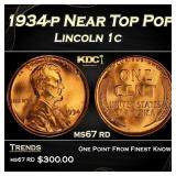 1934-p Lincoln Cent Near Top Pop 1c ms67 rd SEGS
