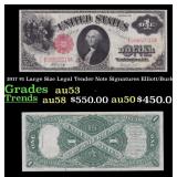 1917 $1 Large Size Legal Tender Note Grades Select