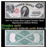 1917 $1 Large Size Legal Tender Note Grades Choice