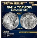 1941-p Mercury Dime TOP POP! 10c ms68+ SEGS