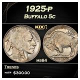 1925-p Buffalo Nickel 5c Grades ms64