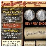 20 Coin SEARS Peace Silver $1 Roll Uncirculated My