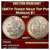 1887-p Morgan Dollar Toned Near Top Pop $1 ms67+ S