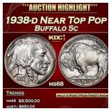 1938-d Buffalo Nickel Near Top Pop 5c ms68 SEGS