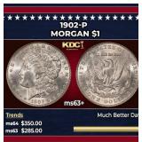 1902-p Morgan Dollar $1 Grades ms63+