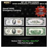 Set of 1934 Hawaii WWII Emergency Currency $10 & $