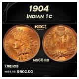 1904 Indian Cent . 1c Grades ms66 rb