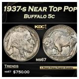 1937-s Buffalo Nickel Near Top Pop 5c ms67 SEGS