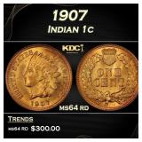 1907 Indian Cent . 1c Grades ms64 rd