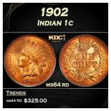 1902 Indian Cent . 1c Grades ms64 rd