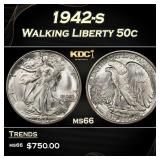1942-s Walking Liberty Half Dollar 50c Grades ms66