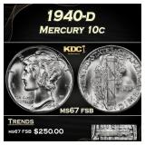 1940-d Mercury Dime 10c ms67 fsb SEGS