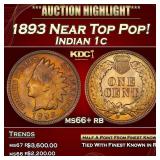 1893 Indian Cent Near Top Pop! 1c ms66+ rb SEGS