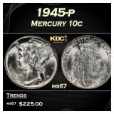 1945-p Mercury Dime 10c ms67 SEGS