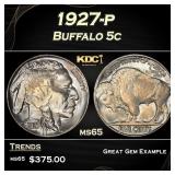 1927-p Buffalo Nickel 5c Grades ms65