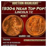 1930-s Lincoln Cent Near Top Pop! 1c ms66+ rd SEGS