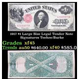 1917 $1 Large Size Legal Tender Note Grades xf+ Si