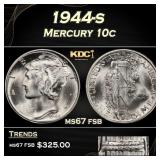 1944-s Mercury Dime 10c ms67 fsb SEGS