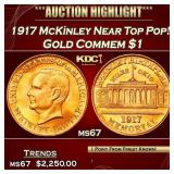 1917 McKinley Gold Commem Dollar Near Top Pop! 1 m