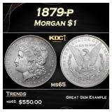 1879-p Morgan Dollar $1 Grades ms65