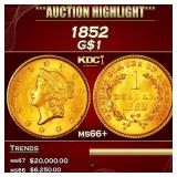 1852 Gold Dollar $1 Grades ms66+