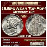 1939-d Mercury Dime Near Top Pop! 10c ms68+ FSB SE