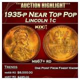 1935-p Lincoln Cent Near Top Pop 1c ms67+ rd SEGS