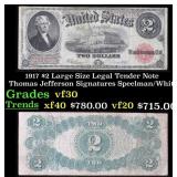 1917 $2 Large Size Legal Tender Note Thomas Jeffer