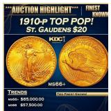 1910-p Gold St. Gaudens Double Eagle TOP POP! $20