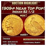 1909-p Gold Indian Quarter Eagle Near Top Pop! $2