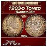 1903-o Barber Quarter Toned 25c ms63 USCG