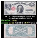 1917 $1 Large Size Legal Tender Note Grades vf++ S