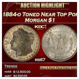 1884-o Morgan Dollar Toned Near Top Pop $1 ms67 SE