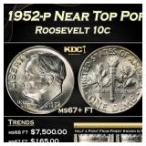 1952-p Roosevelt Dime Near Top Pop 10c ms67+ FT SE