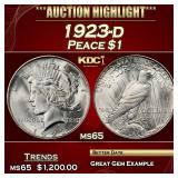 1923-d Peace Dollar $1 ms65 SEGS