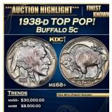 1938-d Buffalo Nickel TOP POP! 5c ms68+ SEGS