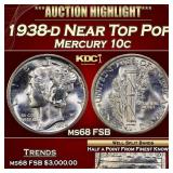 1938-d Mercury Dime Near Top Pop 10c ms68 FSB SEGS