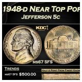 1948-d Jefferson Nickel Near Top Pop 5c ms67 5FS S