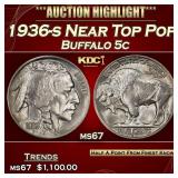 1936-s Buffalo Nickel Near Top Pop 5c ms67 SEGS