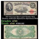 1917 $2 Large Size Legal Tender Note Thomas Jeffer
