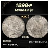 1898-p Morgan Dollar $1 Grades ms65