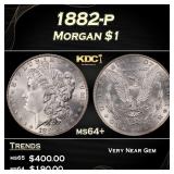 1882-p Morgan Dollar $1 Grades ms64+