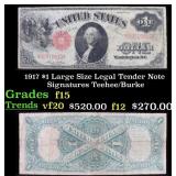 1917 $1 Large Size Legal Tender Note Grades f+ Sig