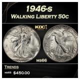 1946-s Walking Liberty Half Dollar 50c Grades ms66