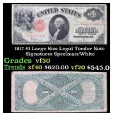 1917 $1 Large Size Legal Tender Note Grades vf++ S