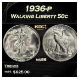 1936-p Walking Liberty Half Dollar 50c Grades ms66