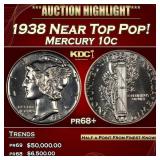 1938 Proof Mercury Dime Near Top Pop! 10c pr68+ SE