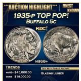 1935-p Buffalo Nickel TOP POP! 5c ms68+ SEGS