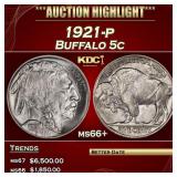 1921-p Buffalo Nickel 5c ms66+ SEGS