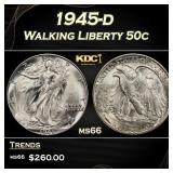 1945-d Walking Liberty Half Dollar 50c Grades ms66
